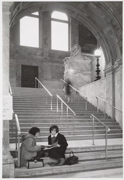 Photograph of the Grand Staircase at the Boston Public Library, 1961.
