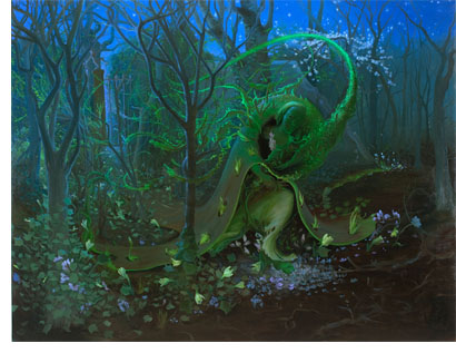 Inka Essenhigh, Green Goddess I, 2009, oil on canvas, 60 x 78".