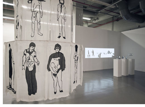 Gunes Terkol, Desire Passed by Band, 2010, embroidery on fabric, installation view at Istanbul Modern.
