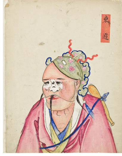 Chinese artist, Album of Painted Faces of Chinese Character Actors (detail), 1800s