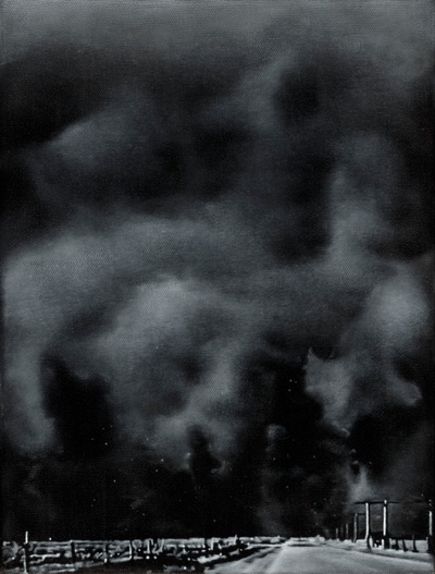 Sam Trioli, Untitled (Dust Bowl), 2012, oil on canvas, 12 x 9".
