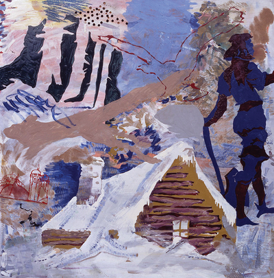 Per Kirkeby, MordetiFinderup Lade (Murder at Finderup Barn), 1967, oil on canvas, 48 x 48". Louisiana Museum of Modern Art, Humlebæk, Denmark. Acquired with funding from the Otto Bruun Foundation.