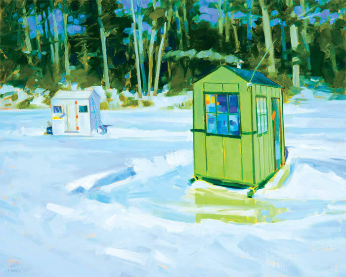 Frey Philip Malevichs Ice Fishing Shacks oil 24x30 2014