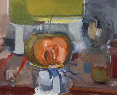 Ruth Miller Open Pumpkin and Lantern 2016 Oil on board 24 x 30 inches Ramsay Turnbull