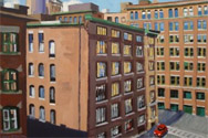Corner of Necco and Melcher, Fort Point, 2011, acrylic on canvas, 34x24 1/2"