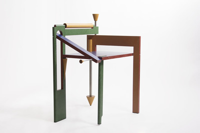 Tom Loeser Folding chair 1988 Maple Baltic birch plywood stainless steel enamel paint Photography by Alex Hochstrasser