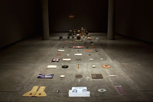 Annette Lemieux, Things to walk away with, 2011, 96 objects, dimensions variable. Photo: Joe Leavenworth.