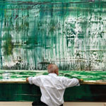 Gerhard Richter working on Abstract Painting (911-4). From Gerhard Richter Painting, a film by Corinna Belz