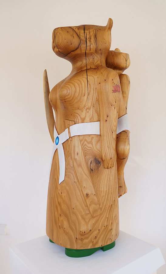 Weary traveler wood sculpture folk art hand carved figure (1 of 2)