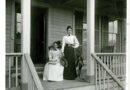Josephine Lyon Holley, with daughter Constant Holley MacRae on the front porch of the Holley boarding house, c. 1900. At Greenwich Historical Society.
