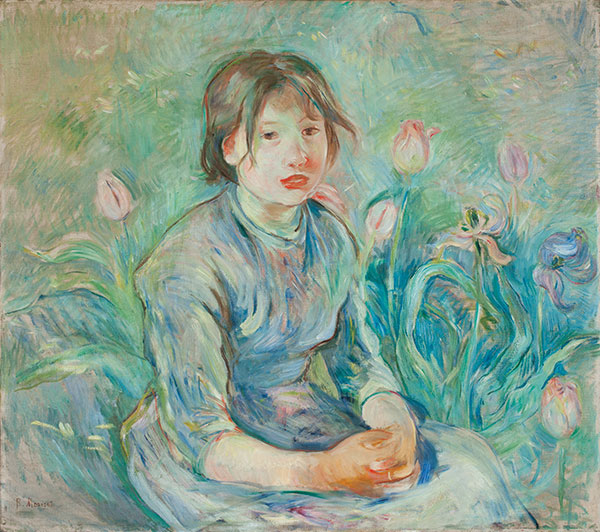 Berthe Morisot (French, 1841–1895), Peasant Girl among Tulips, ca. 1890, oil on canvas, 25¾ x 28⅝". Dixon Gallery and Gardens, Memphis, TN, Museum purchase, 1981.1, Photo courtesy of Dixon Gallery and Gardens. At Fenimore Art Museum.