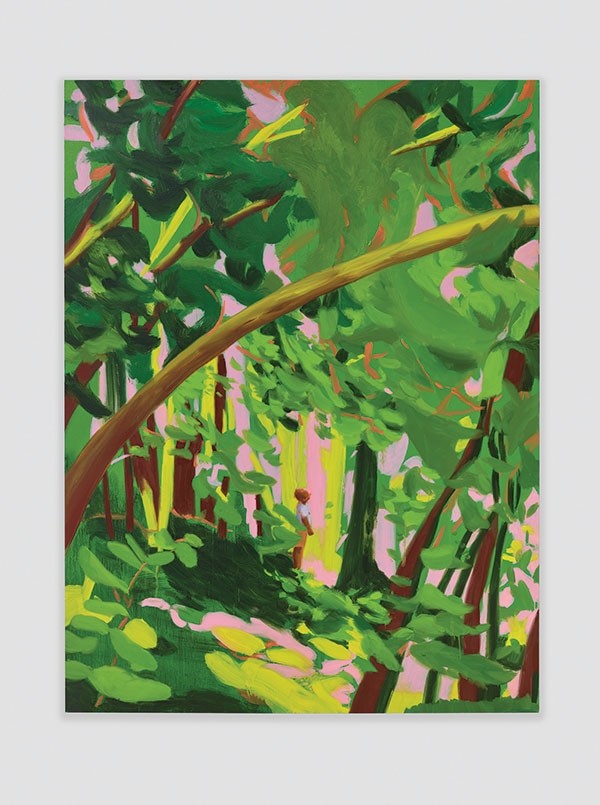Nicole Wittenberg, Woods Walker 7, 2023–2024, oil on canvas, 96 x 72". © Nicole Wittenberg. Image courtesy the artist. At Ogunquit Museum of American Art.