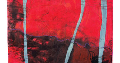 Dan Welden, Jealous Tick, 2025, zinc plate etching with mixed media, 29.5 x 26.5". At Mitchell-Giddings Fine Arts.