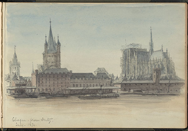 Richard Morris Hunt (American, 1827-1895), Richard Morris Hunt's sketchbook of a European trip in 1874, July to December 1874, graphite and watercolor on paper. Courtesy of the Hunt Collection in the AIA/AAF Collection, Prints and Photographs Division of the Library of Congress, Washington, D.C. At Newport Mansions.