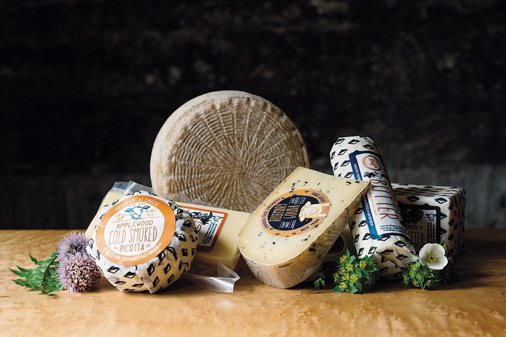 Crooked Face Creamery small batch artisanal fresh and aged cheeses and locally sourced applewood smoked butter. Photo: Trevor Holden Photography. 