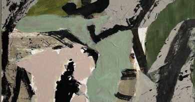 Elsa Campbell, Let Me See, 2025, acrylic on wood, 12 x 12". At Atlantic Works Gallery.