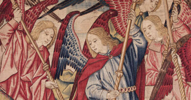 Design attributed to Colijn de Coter (about 1480–1525), The Last Judgment, about 1505, detail, wool and silk tapestry, Museum purchase, 1935.2. At Worcester Art Museum.