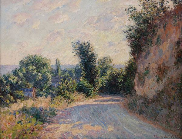 Claude Monet, Route près de Giverny (Road near Giverny), 1885, oil on canvas. Lent by the Gregg Turk Foundation. Photo by Rob Strong. At Hood Museum of Art.