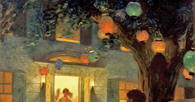 Norman Rockwell, And the Symbol of Welcome is Light (Guests Arriving at a Party), 1920. Advertising illustration for Edison Mazda Lamps. Collection of GE Aerospace. At Norman Rockwell Museum.