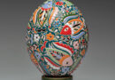 Rustem Skybin, Egg, 2024, clay and glaze, Kyiv region 6.5". At Fuller Craft Museum.