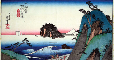 Andō Hiroshige, Shichiriga-Hama Beach in Sagami Province,1832, woodblock print, Michele and Donald D’Amour Museum of Fine Arts, Springfield, MA, The Raymond A. Bidwell Collection 60.D05.1284.At Springfield Museums.