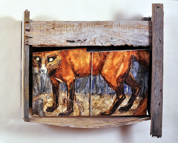 Brenda Bettinson, Red Fox, acrylic on wood, 17 x 17¾" (43.18 x 45.08 cm). Photo: Melville McLean, 1996. At Mathias Fine Art.