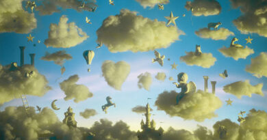 Walter Wick, Clouds from I SPY Fantasy, 2021, pigmented inkjet photograph, 30 x 50". New Britain Museum of American Art, Gift of Walter Wick and Linda Cheverton Wick © 2021 Walter Wick. Exhibition organized by New Britain Museum of American Art. At Norman Rockwell Museum.