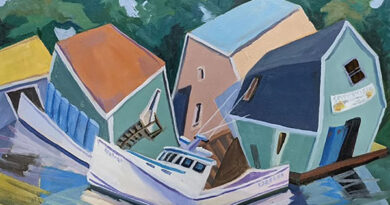 Sarah L. Fisher, Rocking the Boat, oil on canvas, 16 x 20". Courtesy of Maine Farmland Trust. At Maine Art Gallery.