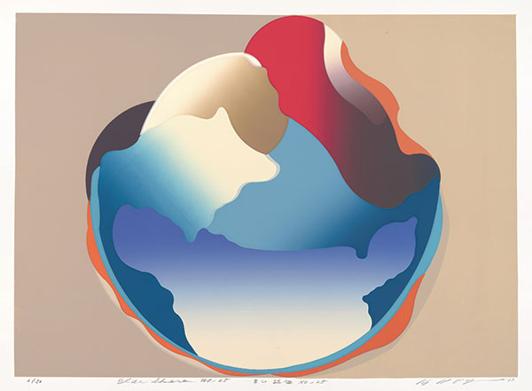 OGAWA Koichi, Blue Sphere No. 25, ed50, 2023, silkscreen. At Highfield Hall & Gardens.