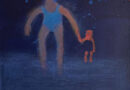 Katherine Bradford, Cold Plunge, 2025, oil on canvas, 20 x 16". At Concord Art.