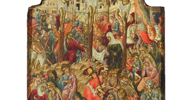 Crucifixion, attributed to Georgios Klontzas, panel from a triptych, 16th Century, egg tempera on wood. Crete. At Icon Museum and Study Center.