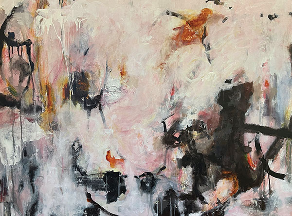 Marli Thibodeau, Rewilding, 2019, acrylic on canvas, 26 x 48". At Gallery Sitka.